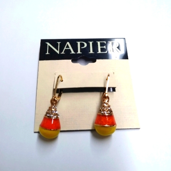 🎃Napier Candy Corn Earrings with Crystal Accents - Picture 1 of 2